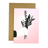 perfect posy floral bouquet pink black and white greetings card with envelope