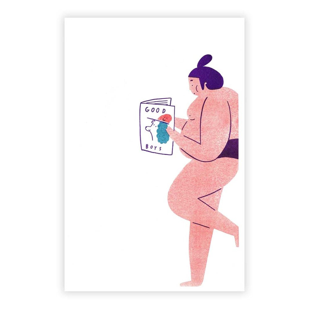 Sumo Reading Good Boys Risograph Print