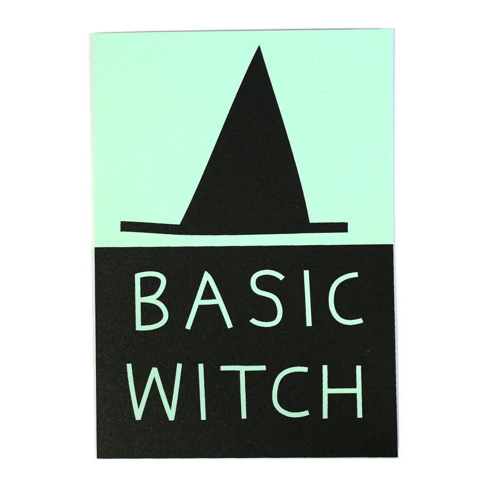basic witch hat greetings card mint and black