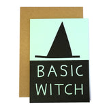 basic witch hat greetings card mint and black with kraft envelope