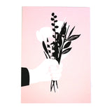 perfect posy floral bouquet pink black and white greetings card
