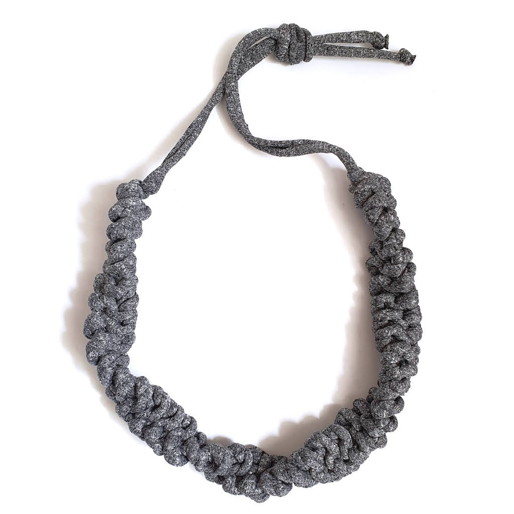 stretch woven cotton grey necklace