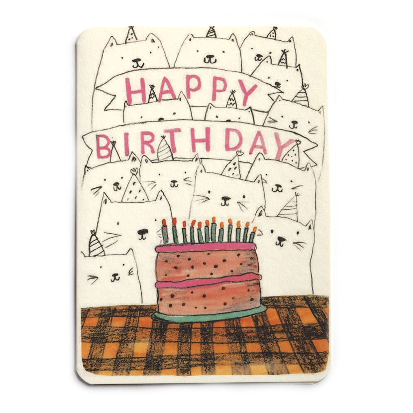 Cats and Cake Happy Birthday Card