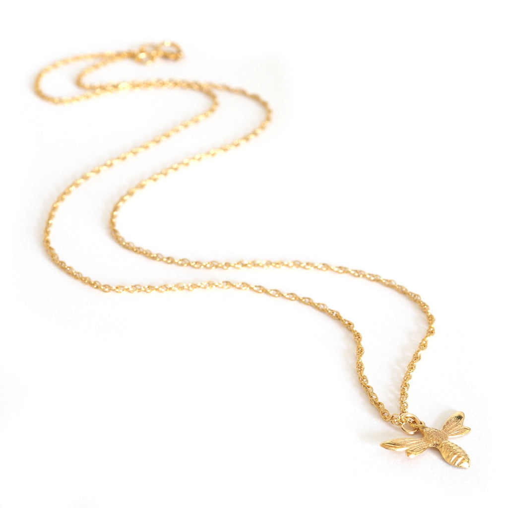 lucky charm necklace with gold bee charm